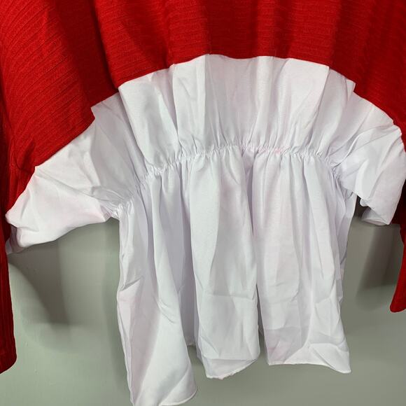 Red Crew Top Medium - Ruffled defined waist - Picture 5 of 7